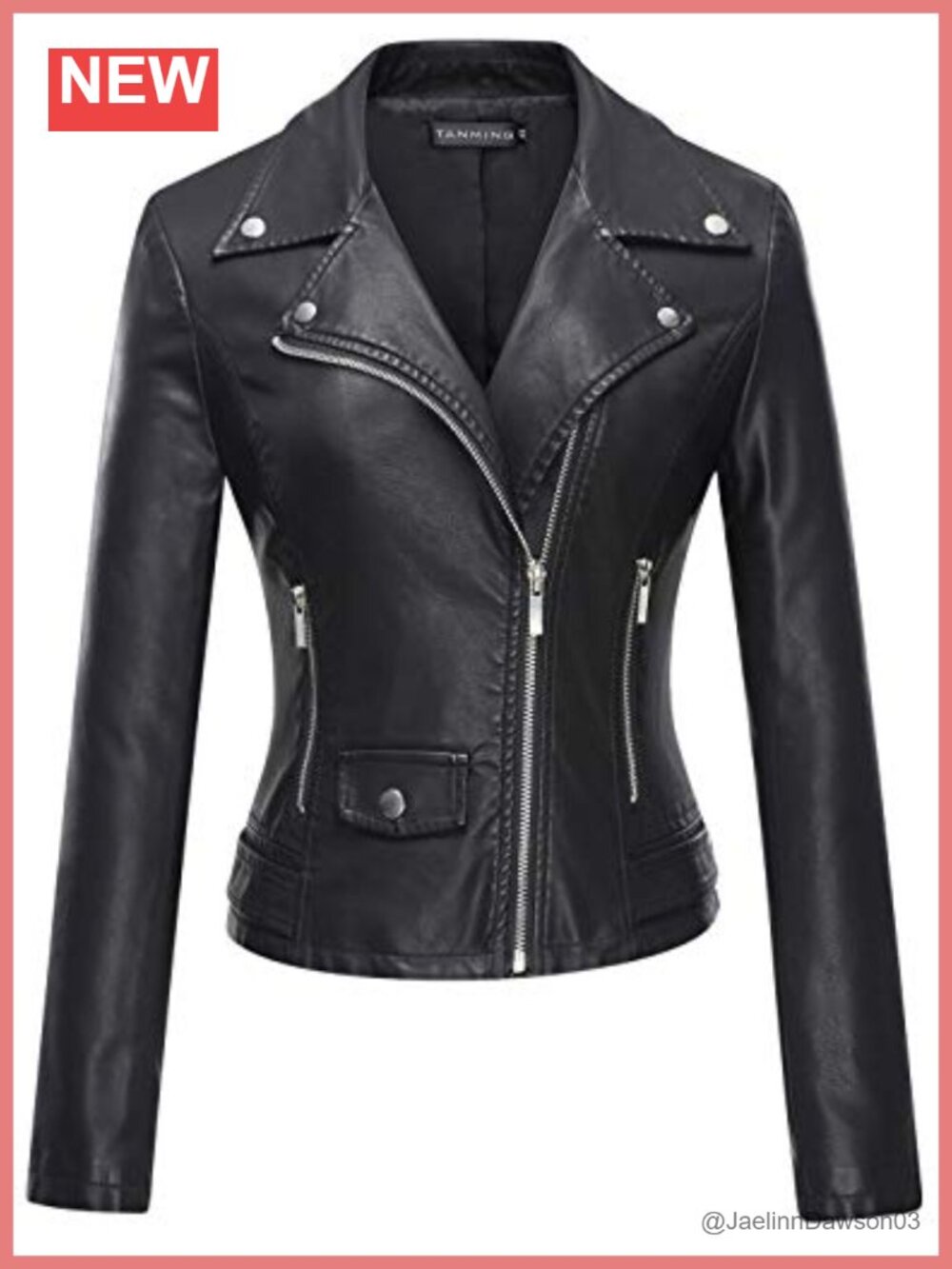 Faux Leather Moto Biker Short Coat Jacket Women's Zip Up Moto Jacket
